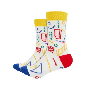 Geometry Printed Crew Length Socks
