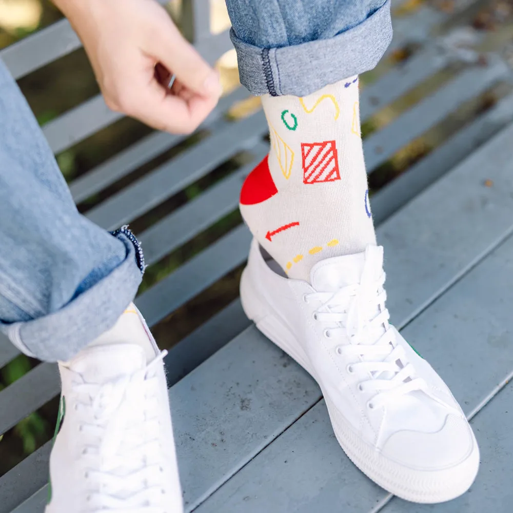 Geometry Printed Crew Length Socks