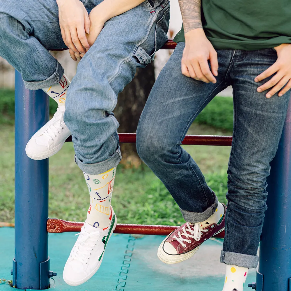 Geometry Printed Crew Length Socks