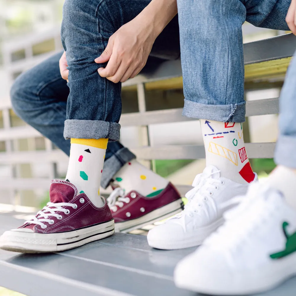 Geometry Printed Crew Length Socks