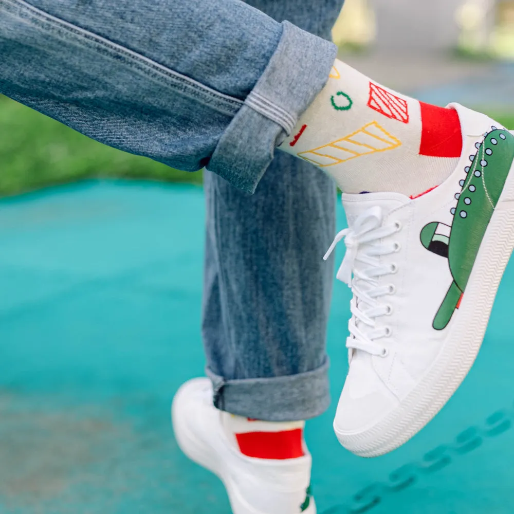 Geometry Printed Crew Length Socks
