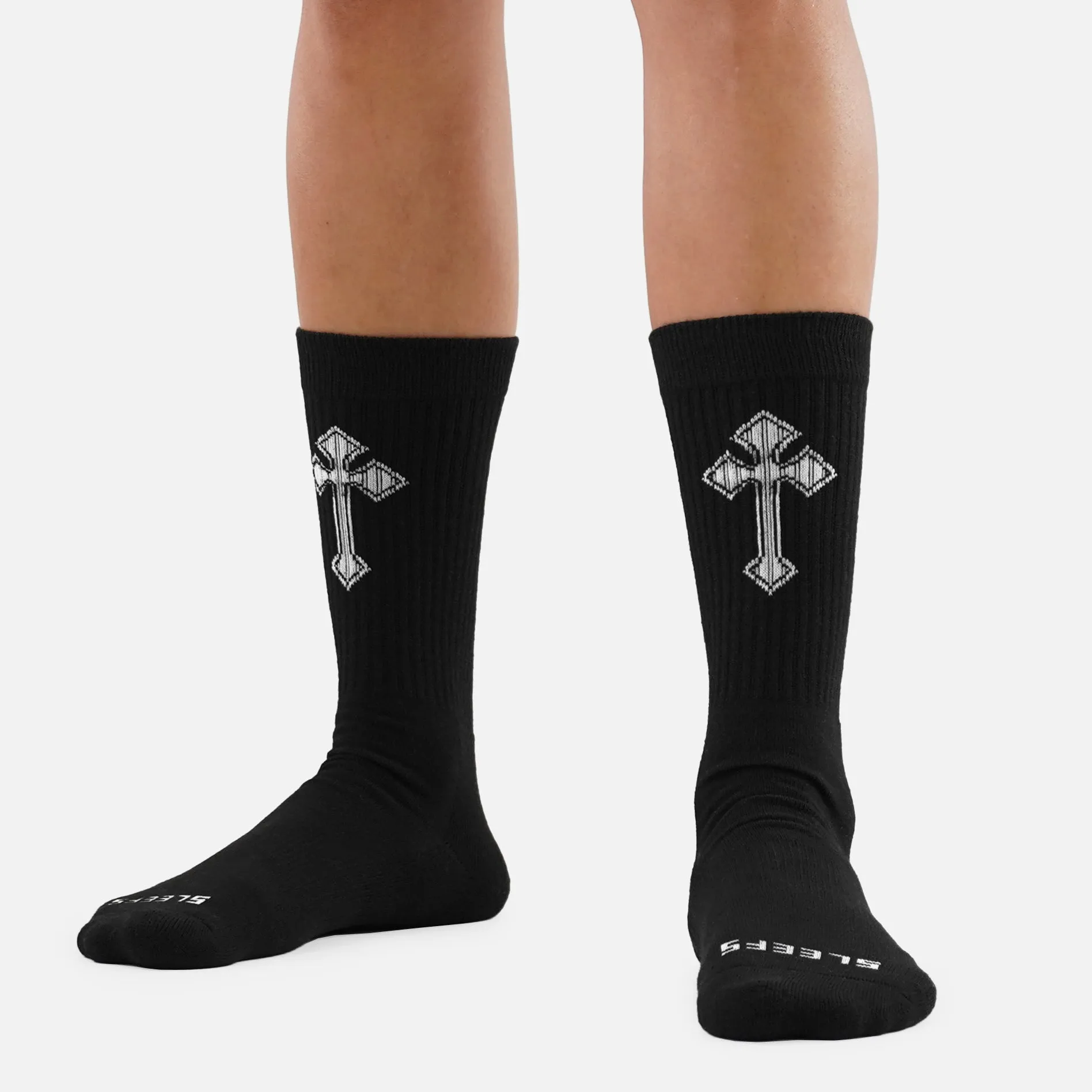 Gothic Cross Black Crew Socks