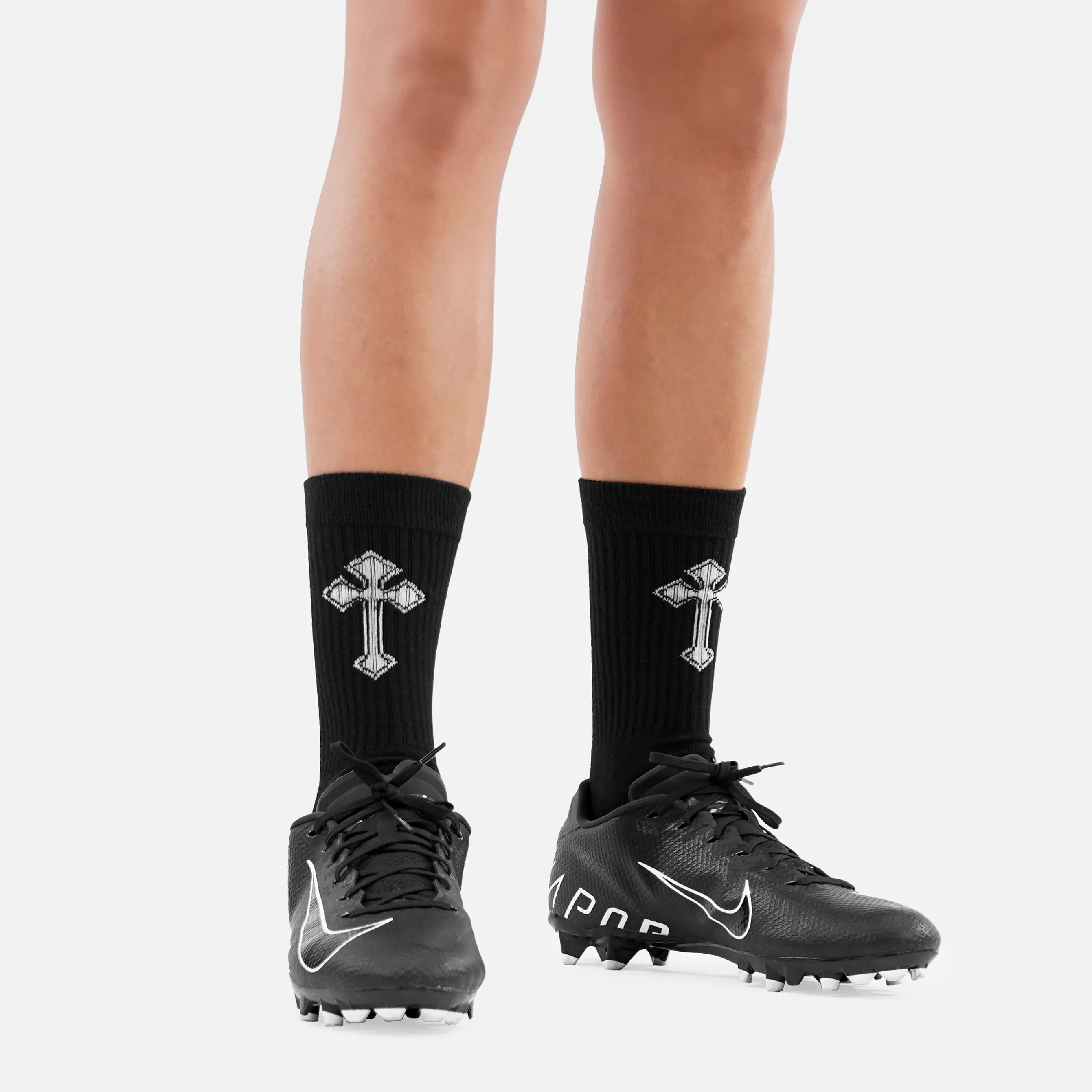 Gothic Cross Black Crew Socks