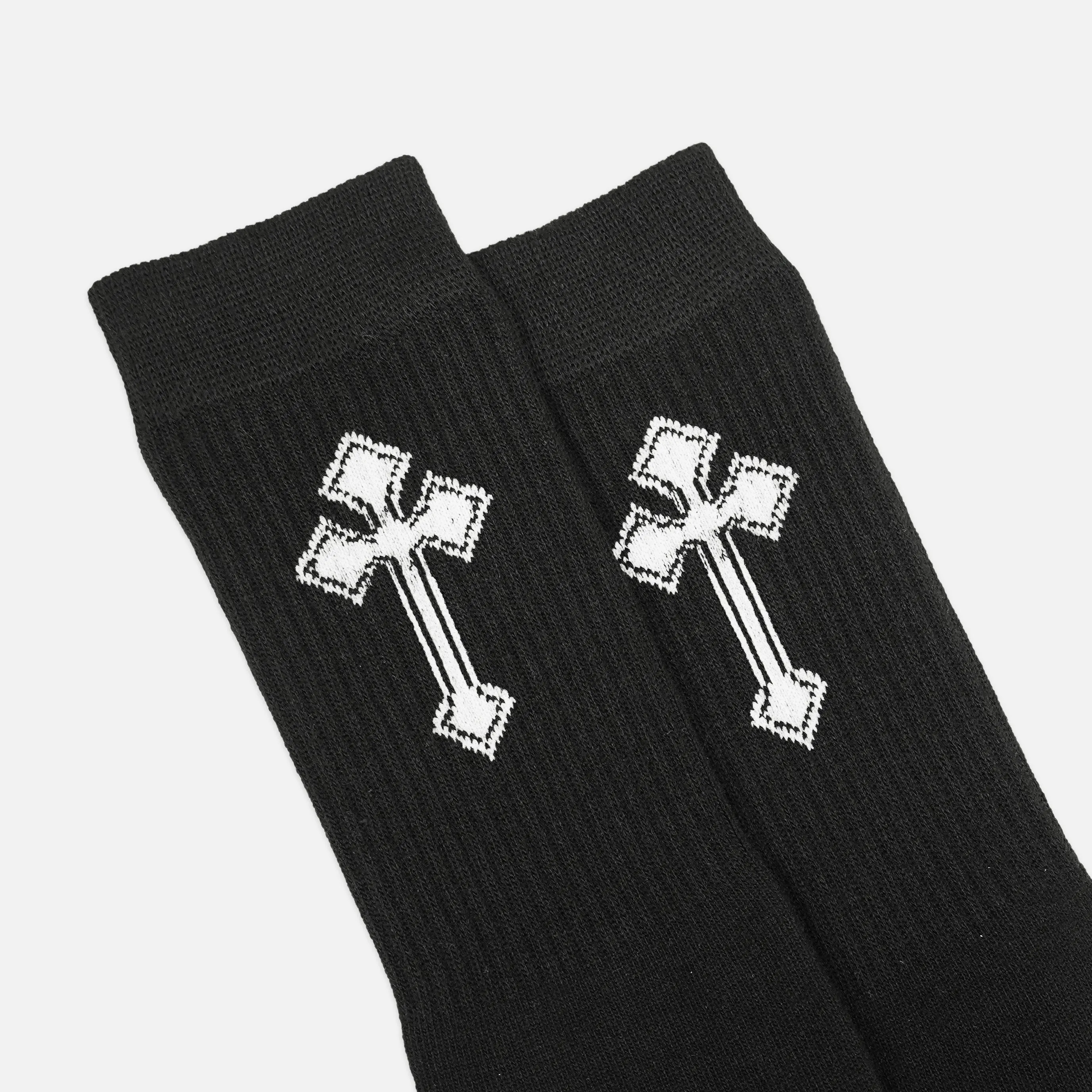 Gothic Cross Black Crew Socks