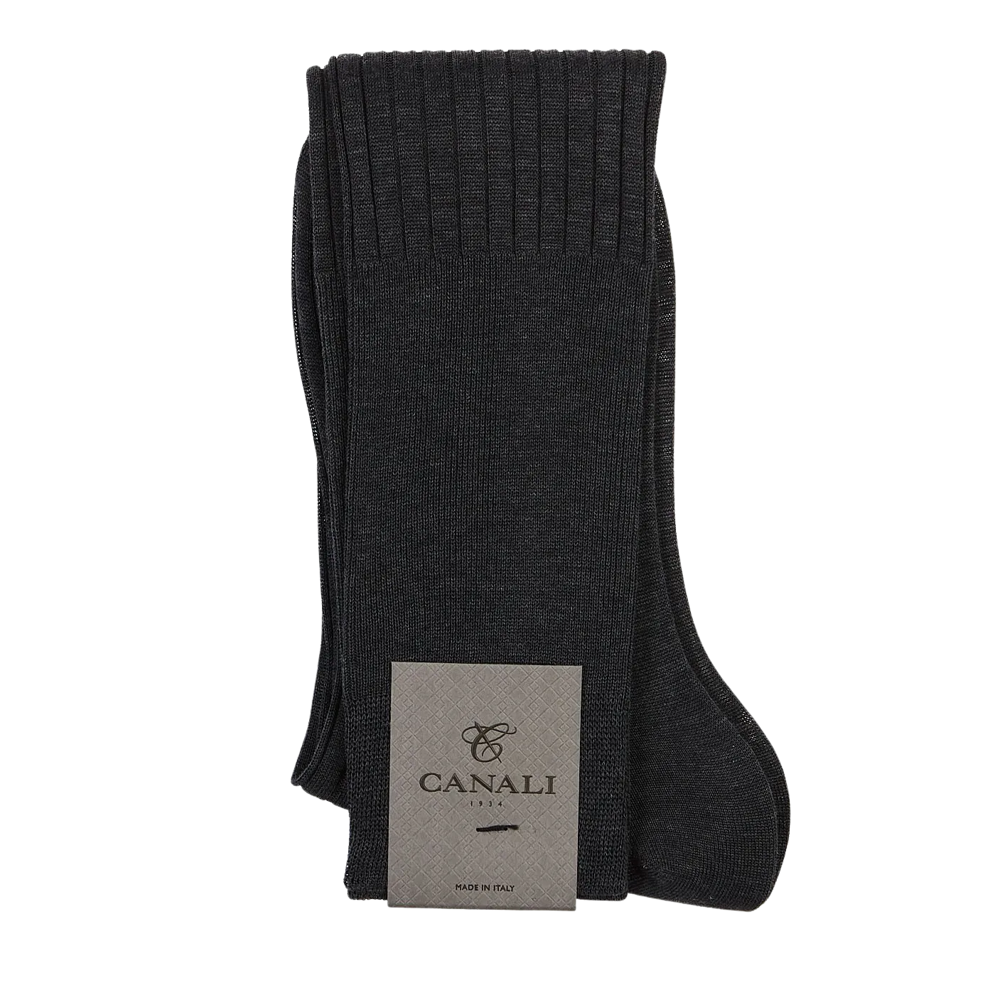 Grey Knee Long Ribbed Cotton Socks