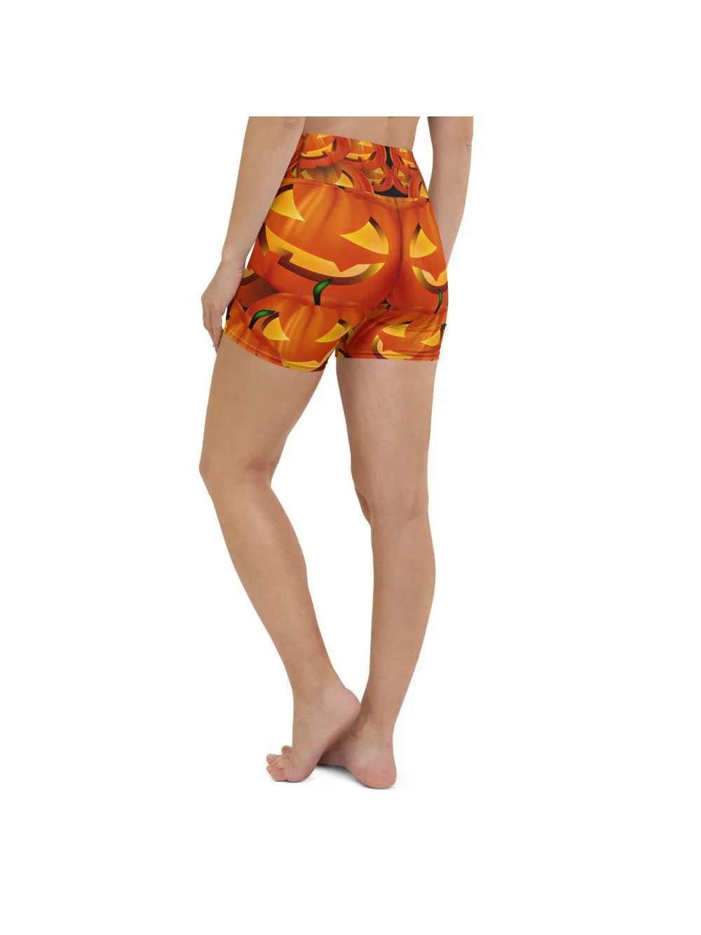 Halloween Pumpkin Yoga Shorts