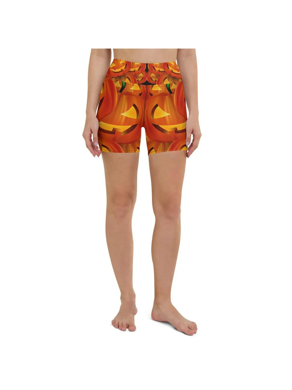Halloween Pumpkin Yoga Shorts