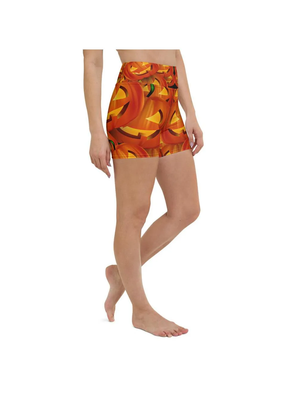 Halloween Pumpkin Yoga Shorts