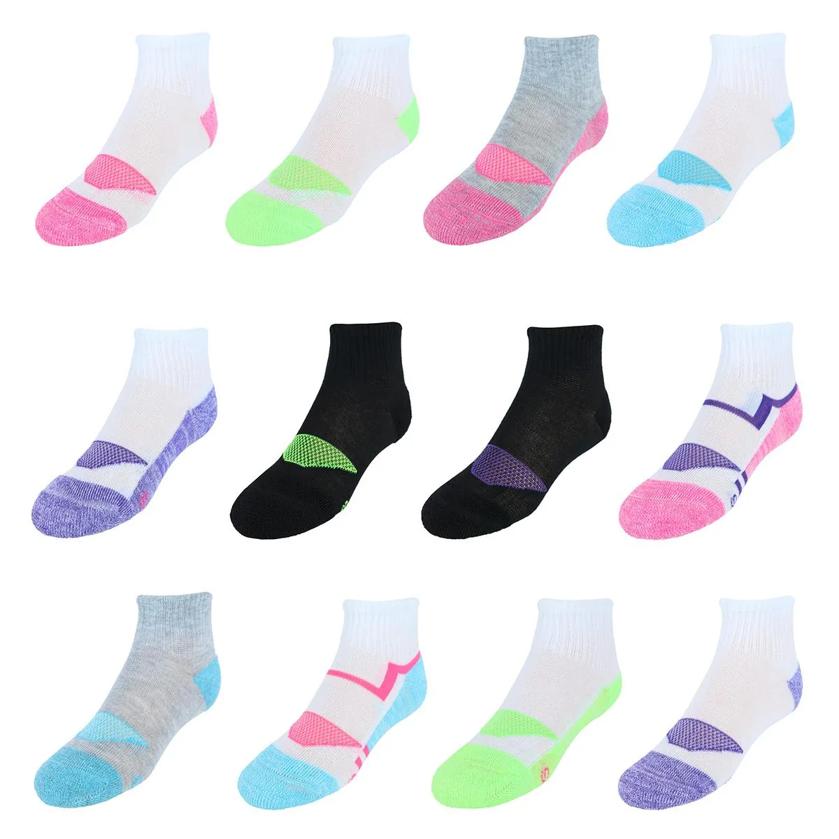 Hanes Girl's Soft & Breathable Ankle Socks (12 Pack)
