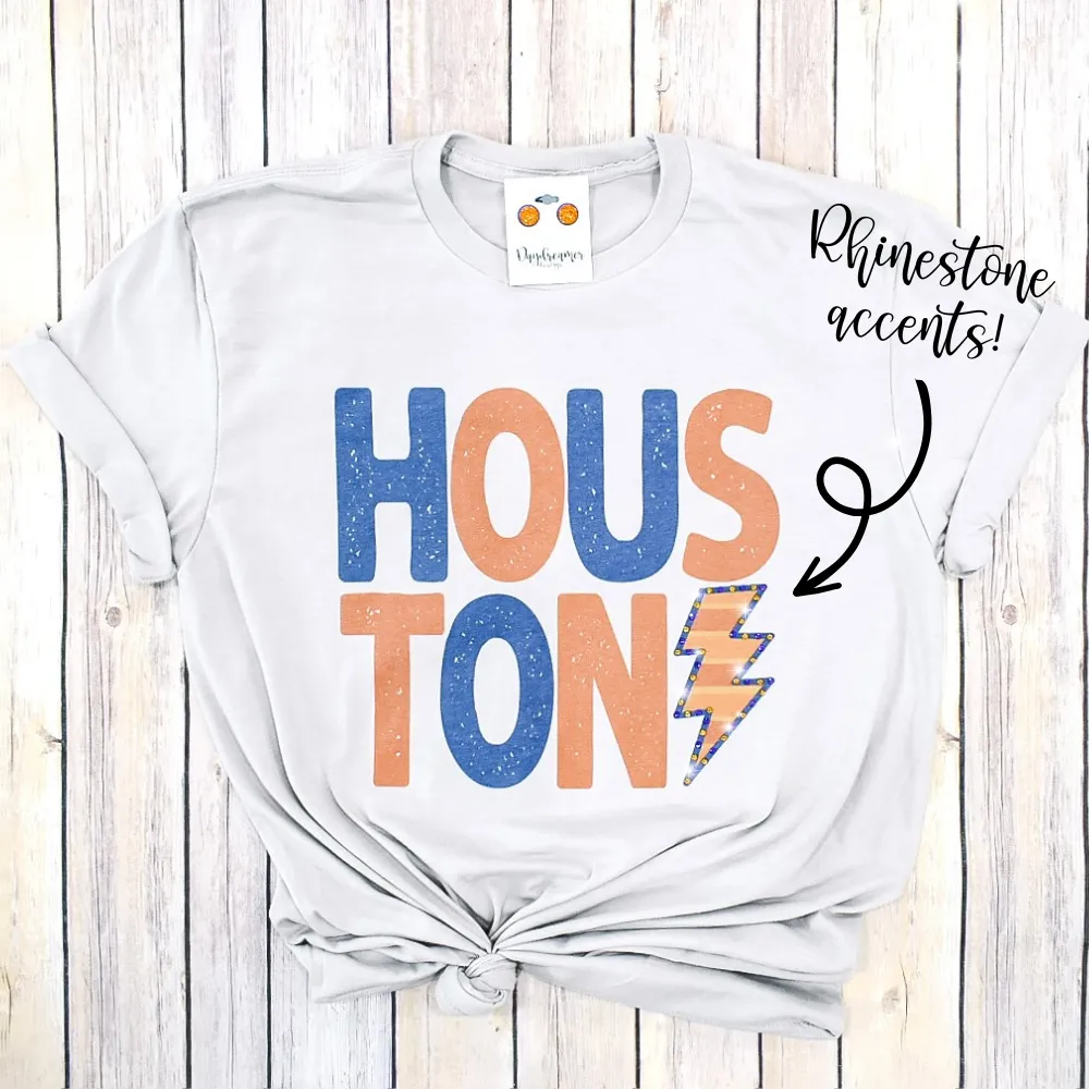 Houston Lightning Bolt Rhinestone Tee
