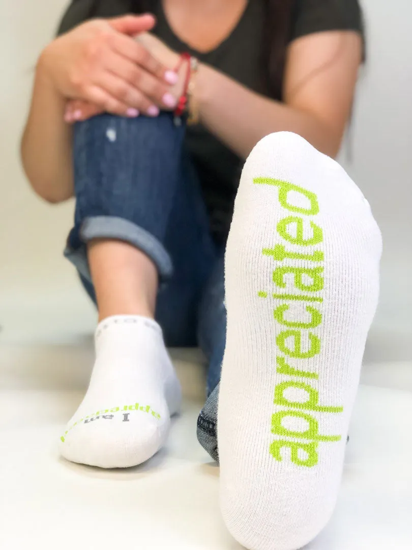 I am appreciated™ white low-cut socks
