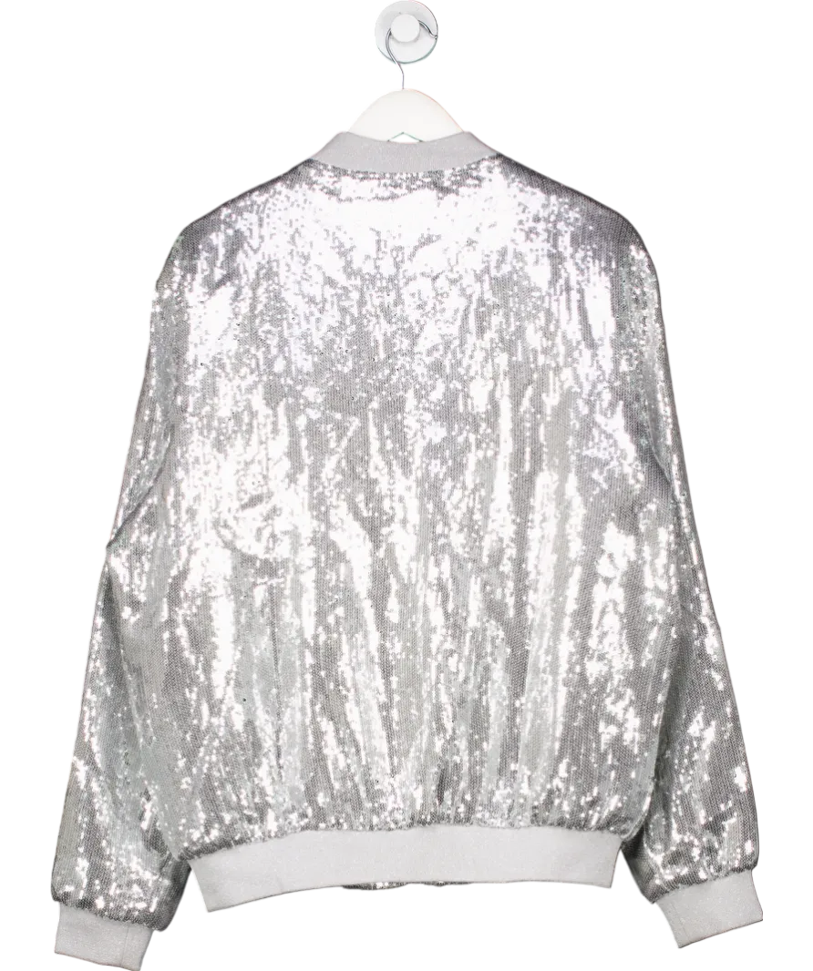 Jogal Style Metallic Sequins Nightclub Styles Zip Up Varsity Baseball Bomber Jacket UK XL