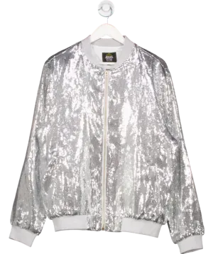 Jogal Style Metallic Sequins Nightclub Styles Zip Up Varsity Baseball Bomber Jacket UK XL