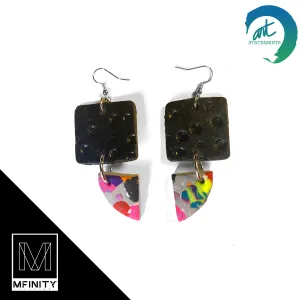 Leathered  Gamauna Sidewalk chips Clay Earrings