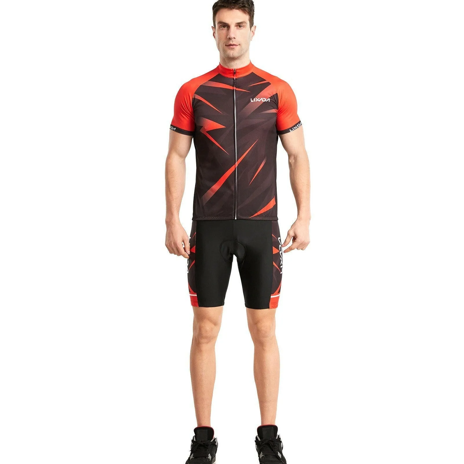 Lixada Men Cycling Jersey Breathable Short Sleeve Bike Shirt and Padded Shorts MTB Bicycle Clothing Suit