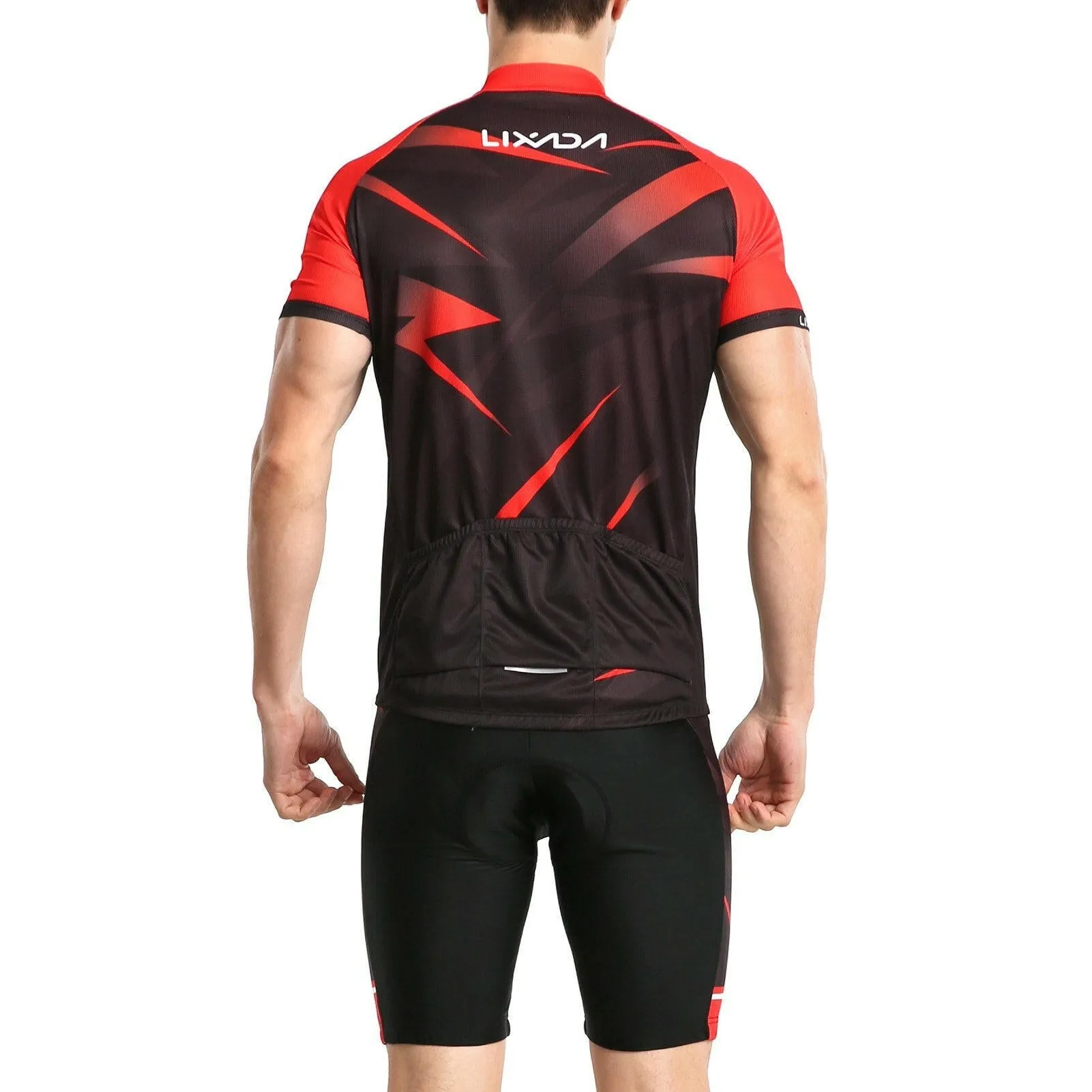 Lixada Men Cycling Jersey Breathable Short Sleeve Bike Shirt and Padded Shorts MTB Bicycle Clothing Suit