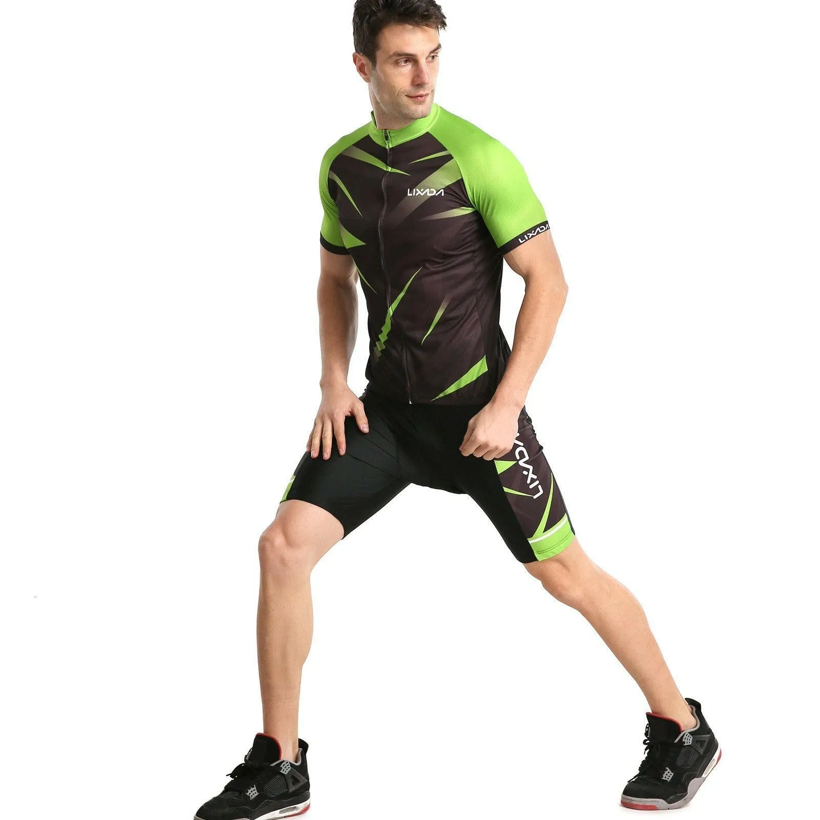 Lixada Men Cycling Jersey Breathable Short Sleeve Bike Shirt and Padded Shorts MTB Bicycle Clothing Suit