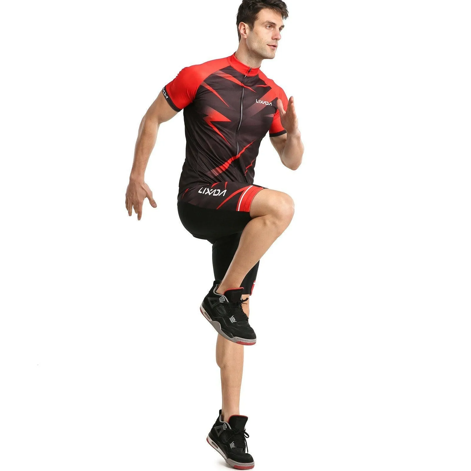 Lixada Men Cycling Jersey Breathable Short Sleeve Bike Shirt and Padded Shorts MTB Bicycle Clothing Suit