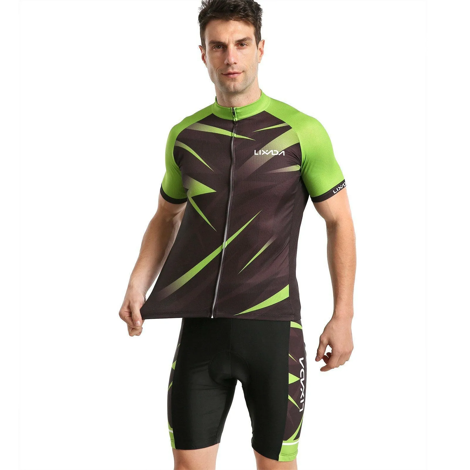 Lixada Men Cycling Jersey Breathable Short Sleeve Bike Shirt and Padded Shorts MTB Bicycle Clothing Suit