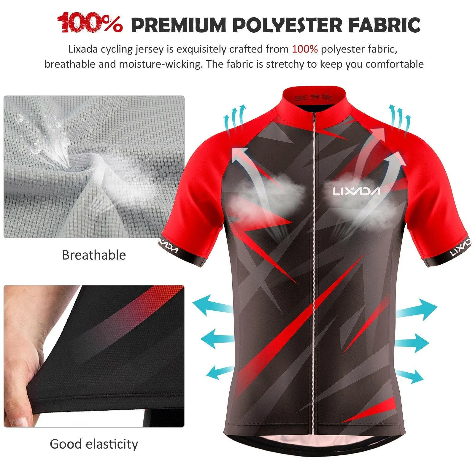 Lixada Men Cycling Jersey Breathable Short Sleeve Bike Shirt and Padded Shorts MTB Bicycle Clothing Suit