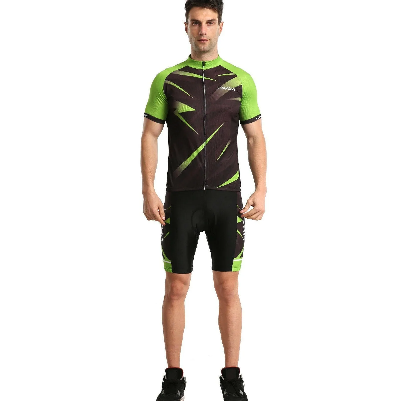 Lixada Men Cycling Jersey Breathable Short Sleeve Bike Shirt and Padded Shorts MTB Bicycle Clothing Suit