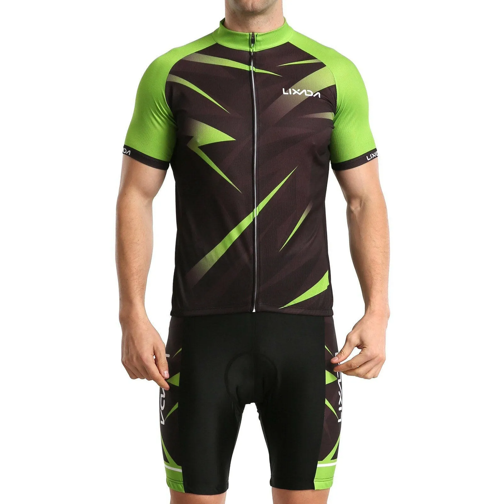 Lixada Men Cycling Jersey Breathable Short Sleeve Bike Shirt and Padded Shorts MTB Bicycle Clothing Suit