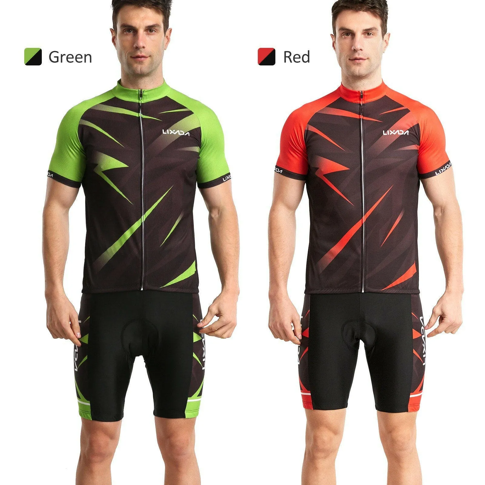 Lixada Men Cycling Jersey Breathable Short Sleeve Bike Shirt and Padded Shorts MTB Bicycle Clothing Suit