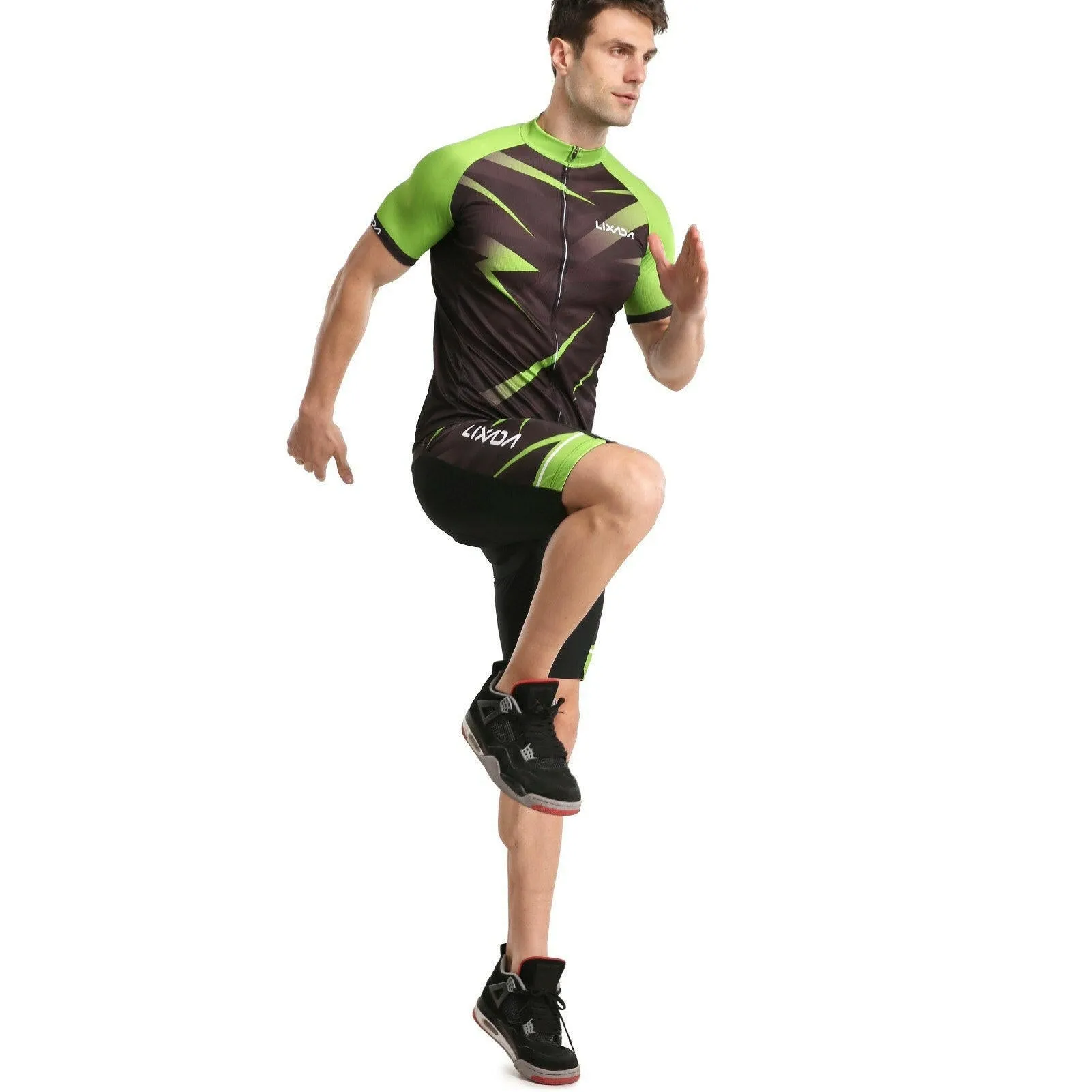Lixada Men Cycling Jersey Breathable Short Sleeve Bike Shirt and Padded Shorts MTB Bicycle Clothing Suit