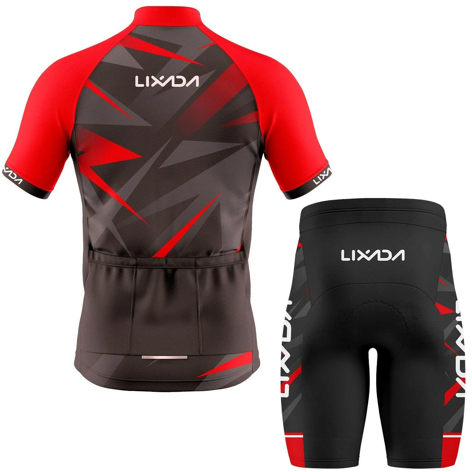Lixada Men Cycling Jersey Breathable Short Sleeve Bike Shirt and Padded Shorts MTB Bicycle Clothing Suit