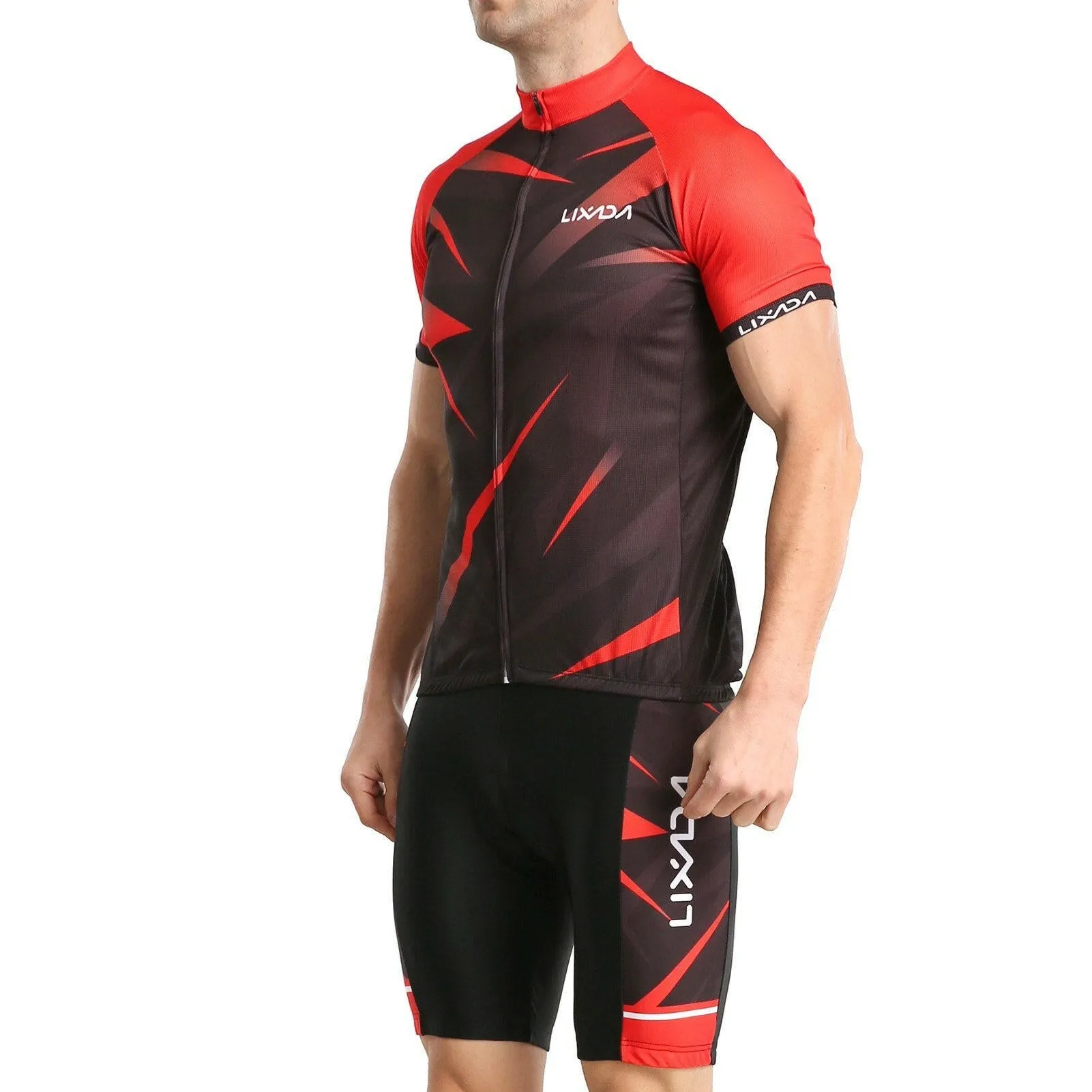 Lixada Men Cycling Jersey Breathable Short Sleeve Bike Shirt and Padded Shorts MTB Bicycle Clothing Suit