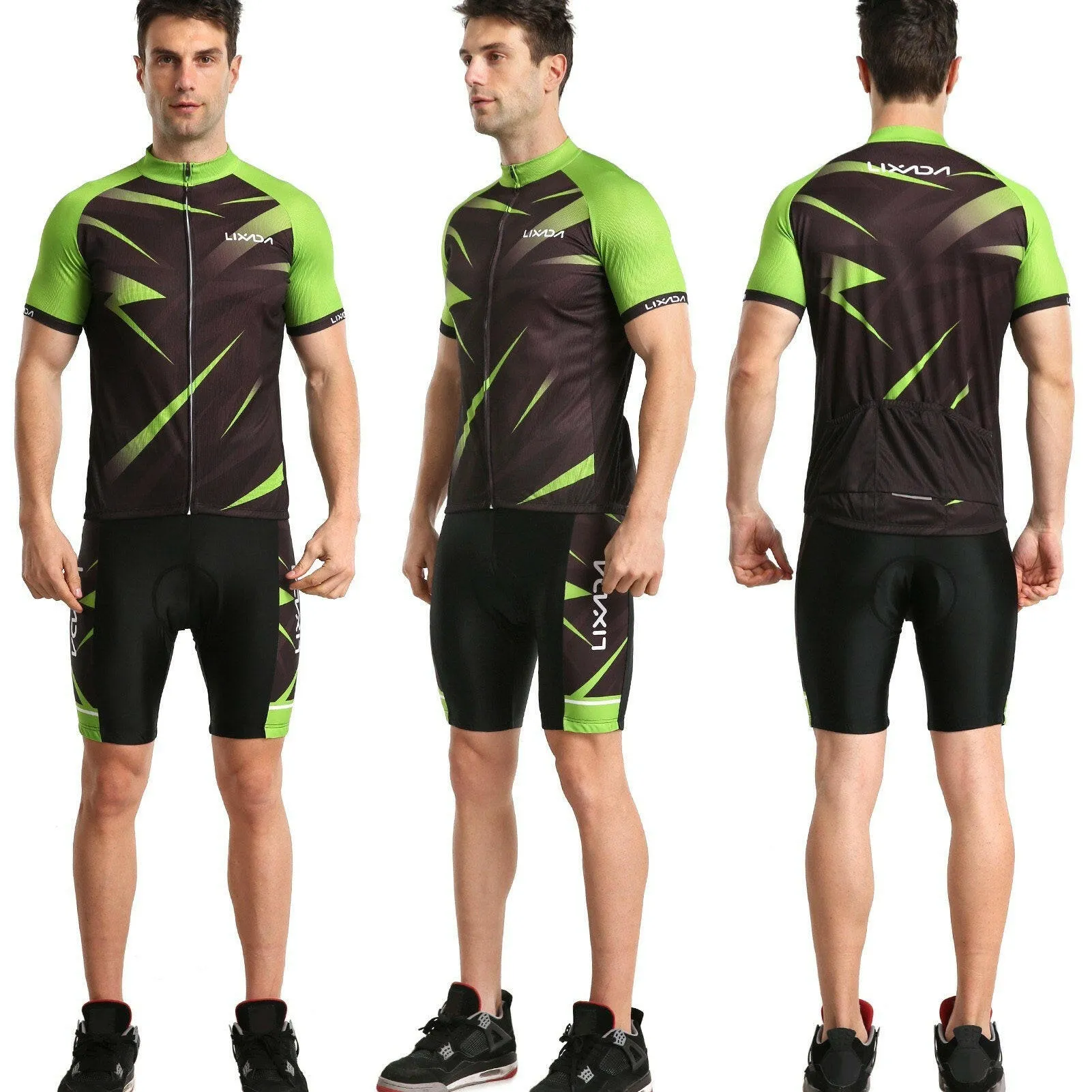 Lixada Men Cycling Jersey Breathable Short Sleeve Bike Shirt and Padded Shorts MTB Bicycle Clothing Suit
