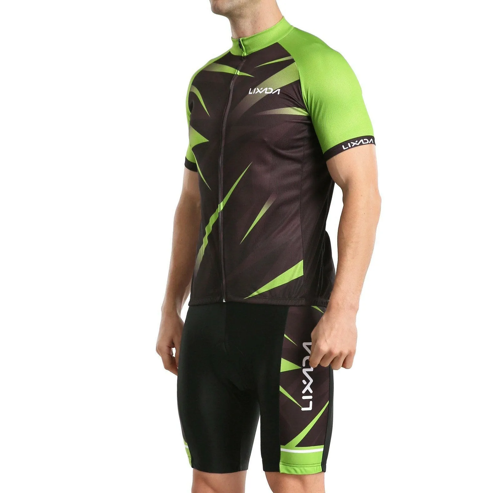 Lixada Men Cycling Jersey Breathable Short Sleeve Bike Shirt and Padded Shorts MTB Bicycle Clothing Suit