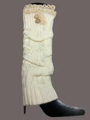 Lovely And Lacy Long Cable Knit Boot Socks