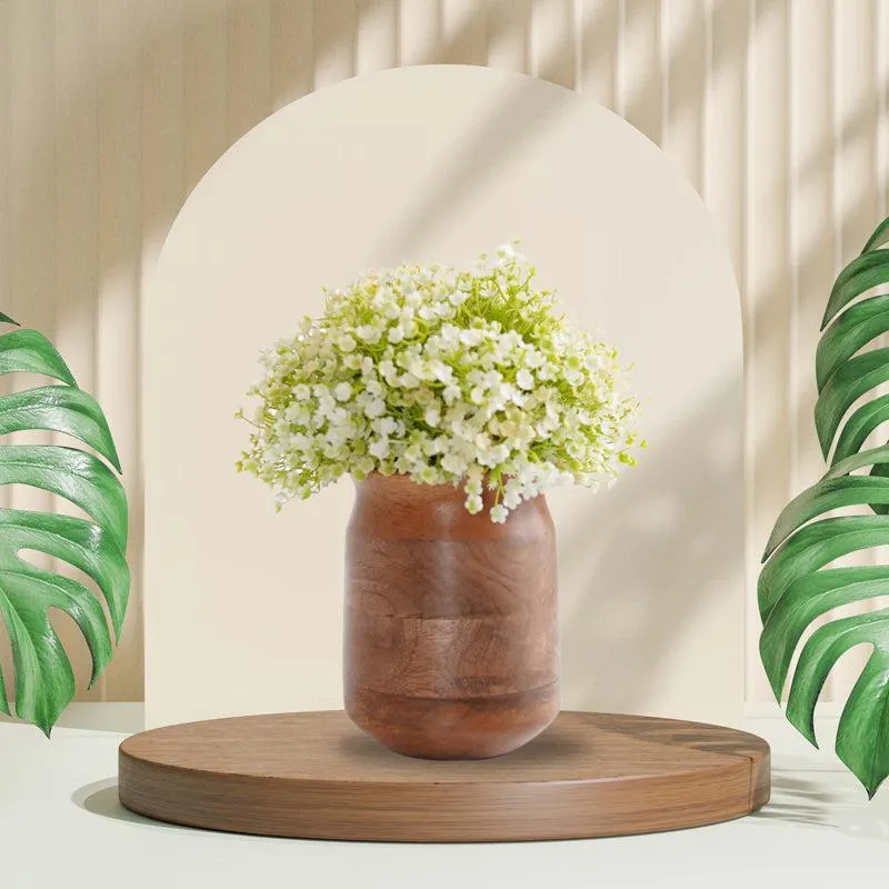 Mangia Wooden Vase - Dark Brown