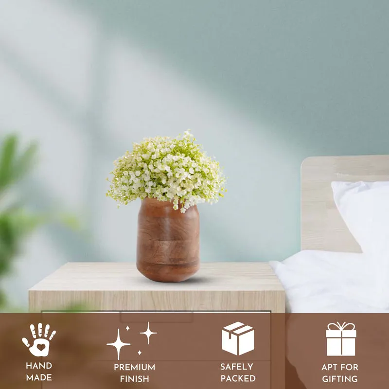 Mangia Wooden Vase - Dark Brown