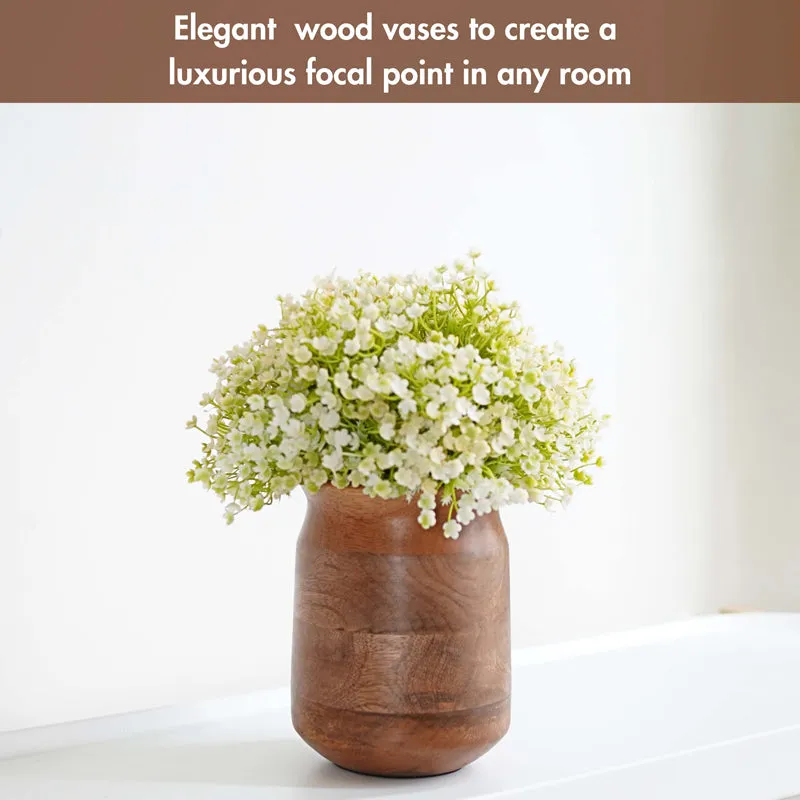 Mangia Wooden Vase - Dark Brown