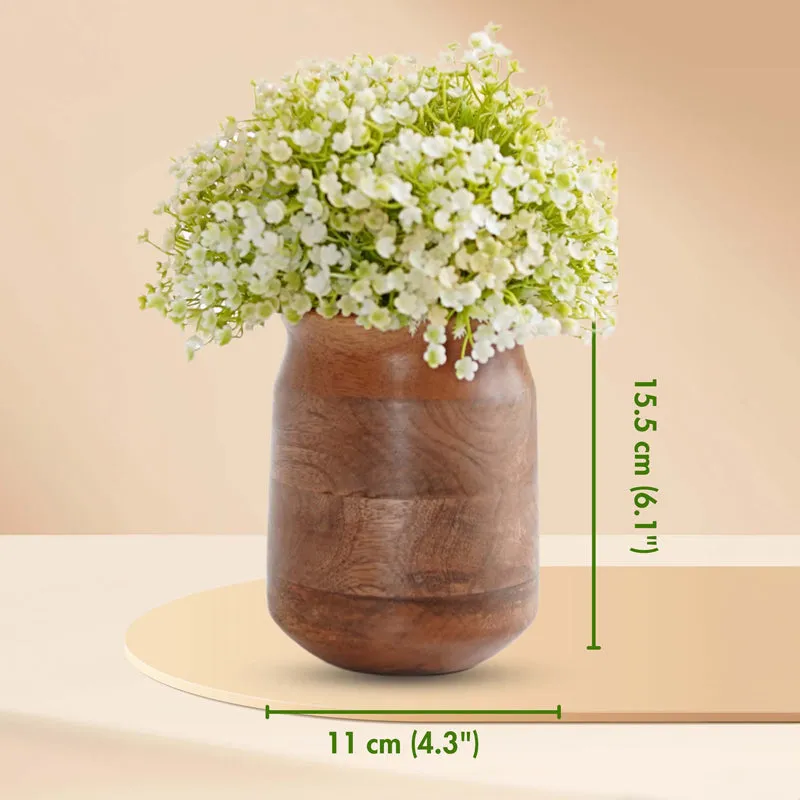 Mangia Wooden Vase - Dark Brown