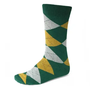 Men's Hunter Green and Gold Argyle Socks