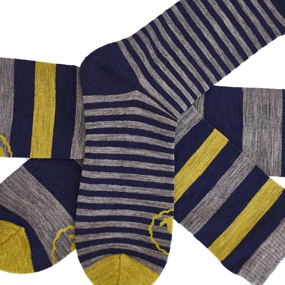 Merino Blend Everyday Socks (3 Pack - Navy/Lime)