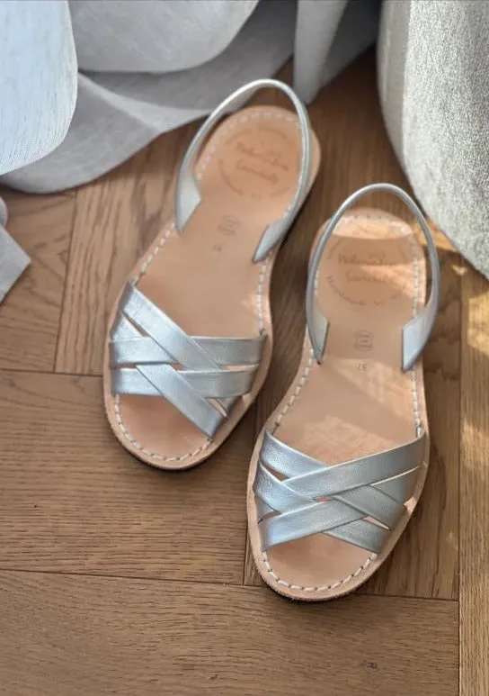 Misty Silver Leather Peeptoe Avarca