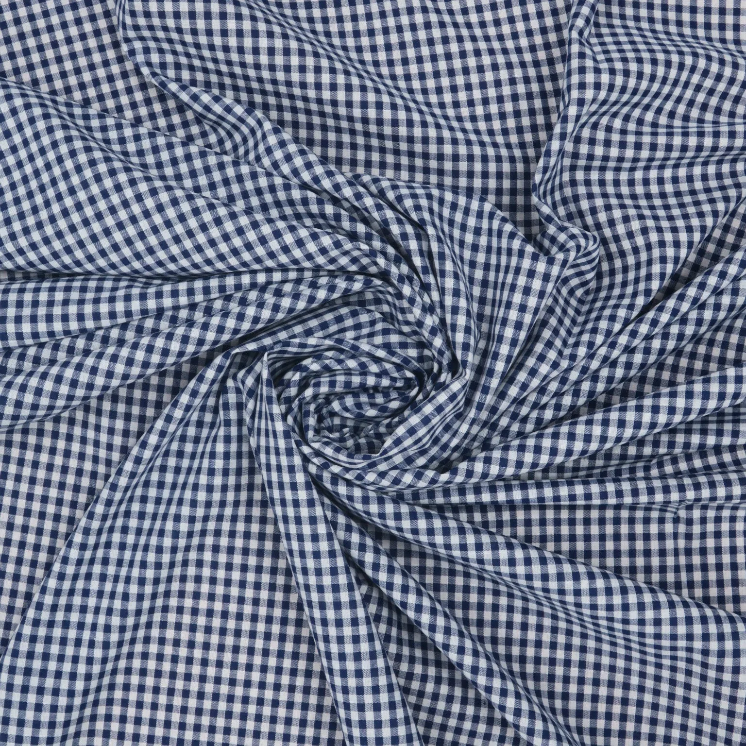 Navy and White Gingham 1/8" Cotton Blended Broadcloth
