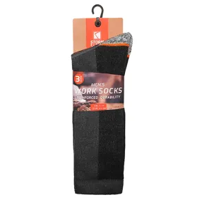 Pack Of 3 Mens Work Socks Reinforced Cotton Rich Grey UK 7-11