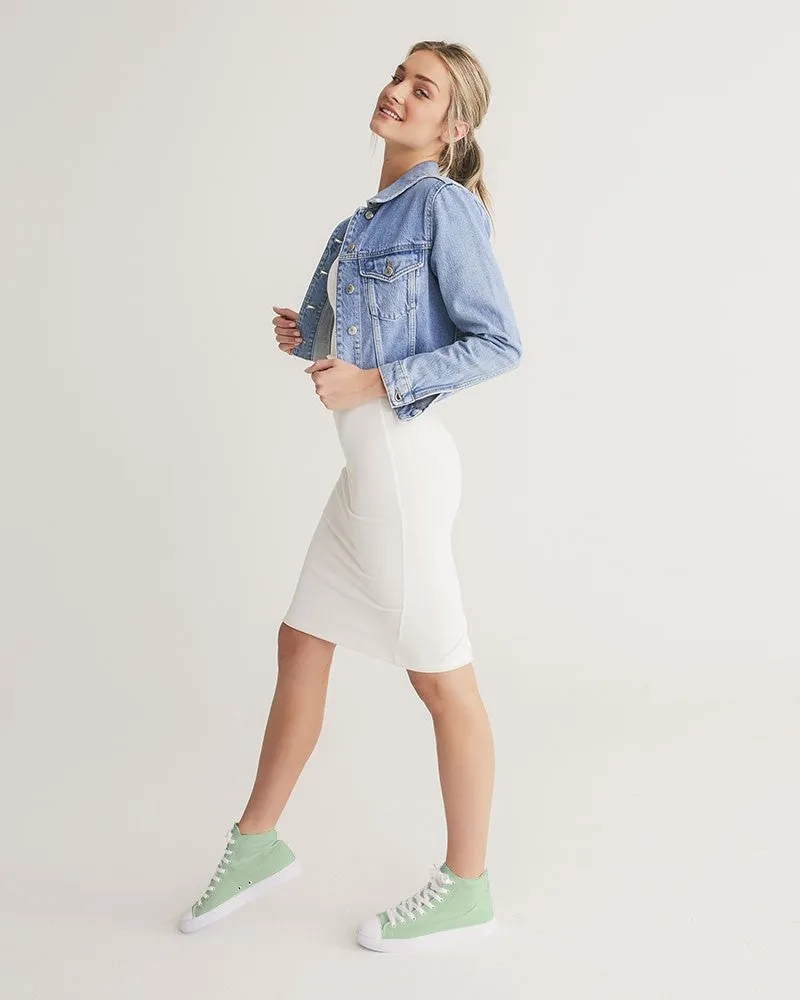 Pale Pastel Green Women's High-top Canvas Sneakers | Women's | Bright Pale Pastel Green | C22M0Y30K0