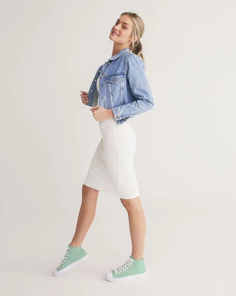Pale Pastel Green Women's High-top Canvas Sneakers | Women's | Bright Pale Pastel Green | C30M0Y30K0