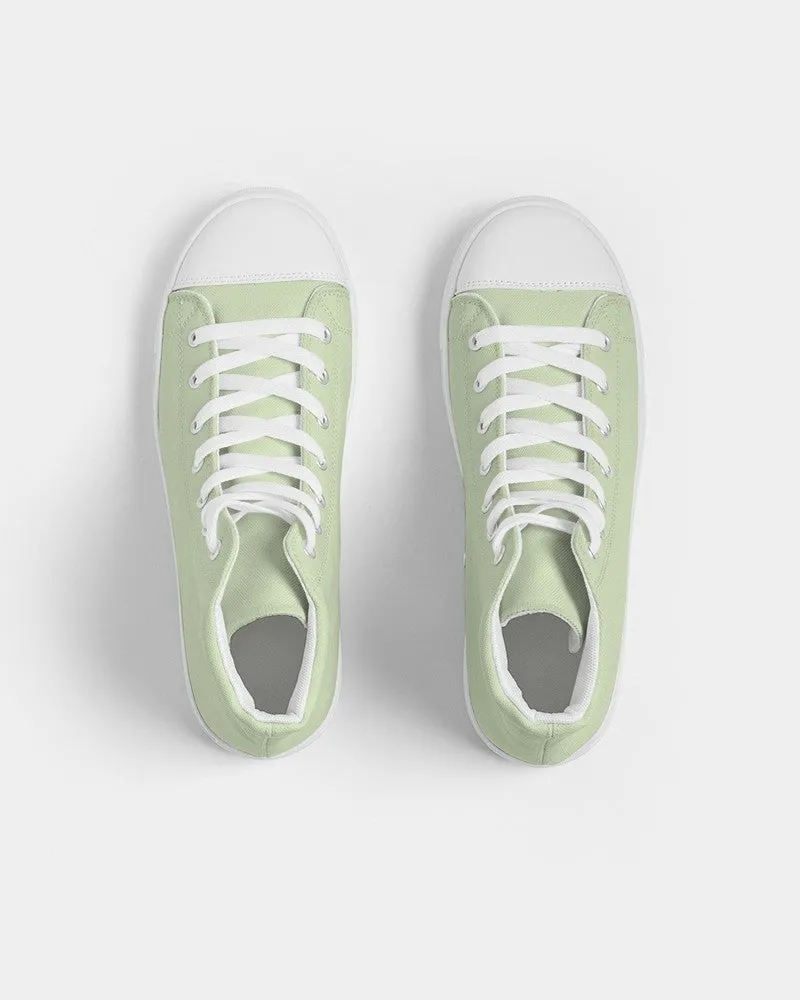 Pale Pastel Warm Green Men's High-top Canvas Sneakers | Men's | Bright Pale Pastel Warm Green | C15M0Y30K0