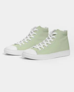 Pale Pastel Warm Green Men's High-top Canvas Sneakers | Men's | Bright Pale Pastel Warm Green | C15M0Y30K0