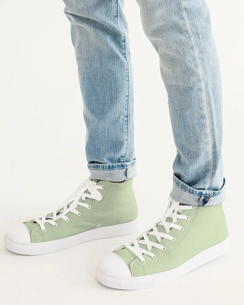 Pale Pastel Warm Green Men's High-top Canvas Sneakers | Men's | Bright Pale Pastel Warm Green | C15M0Y30K0