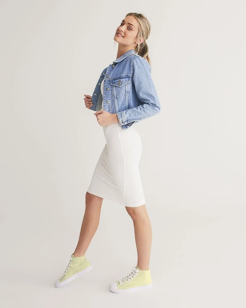 Pale Pastel Yellow Women's High-top Canvas Sneakers | Women's | Bright Pale Pastel Yellow | C0M0Y30K0
