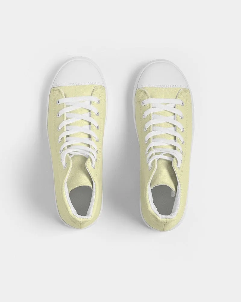 Pale Pastel Yellow Women's High-top Canvas Sneakers | Women's | Bright Pale Pastel Yellow | C0M0Y30K0