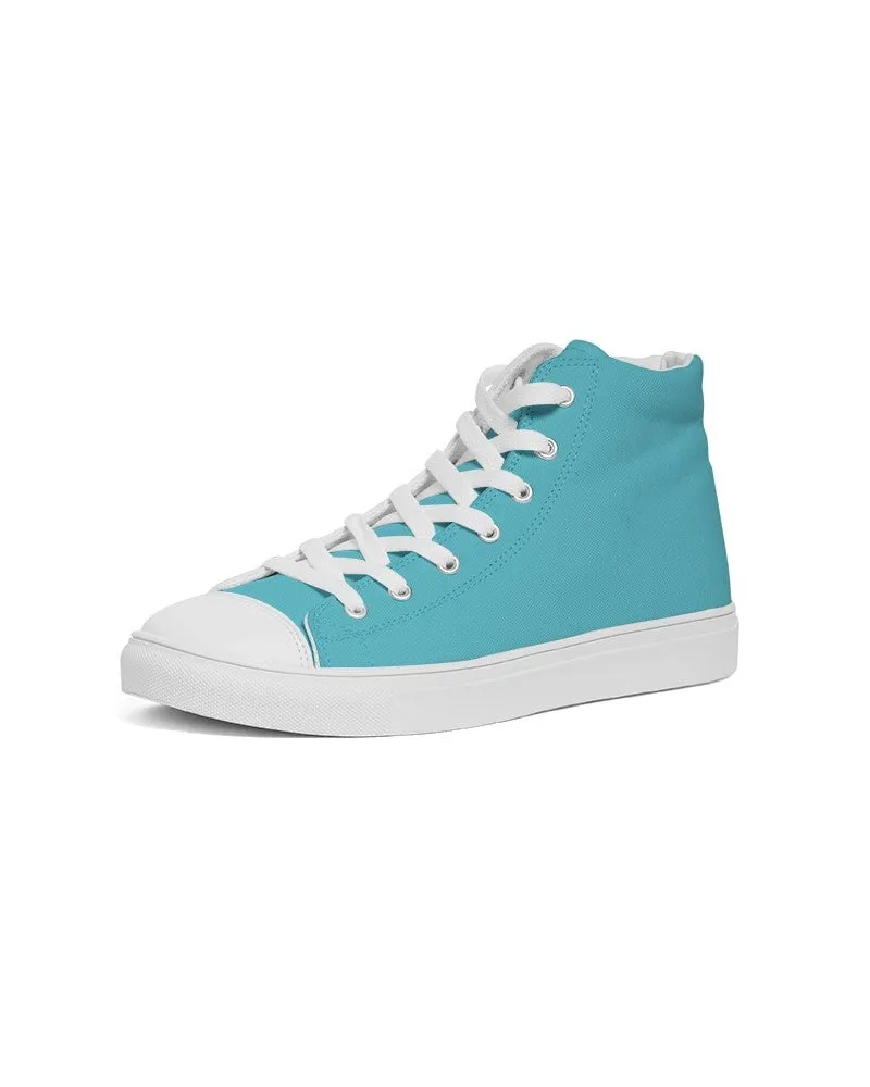 Pastel Warm Cyan Men's High-top Canvas Sneakers | Men's | Bright Pastel Warm Cyan | C60M0Y15K0